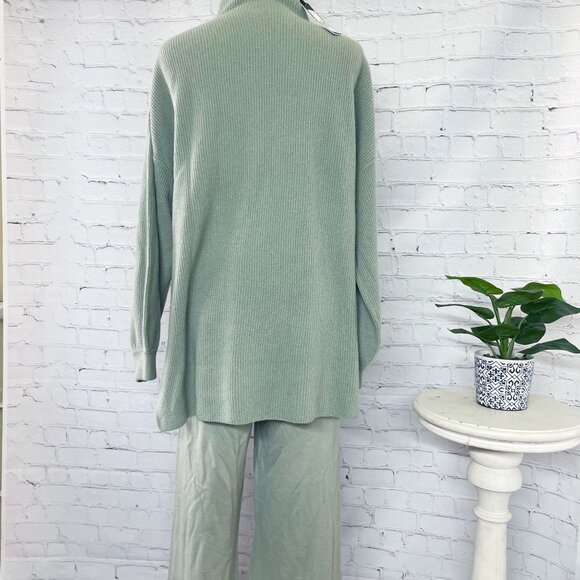 NEW Alice + Olivia Caprice Drop Shoulder Tunic Sweater Wide Leg Knit Pants Sage - Picture 6 of 13
